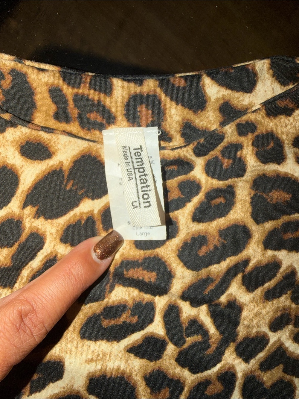 Temptations Leopard Print Long-Sleeve Bodysuit - Black & Tan - Picture 4 of 4